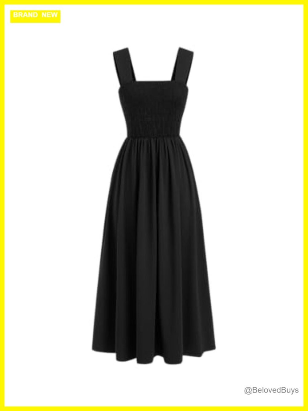 Women's Floral Smocked Midi Sundress Square Neck Sleeveless A-Line